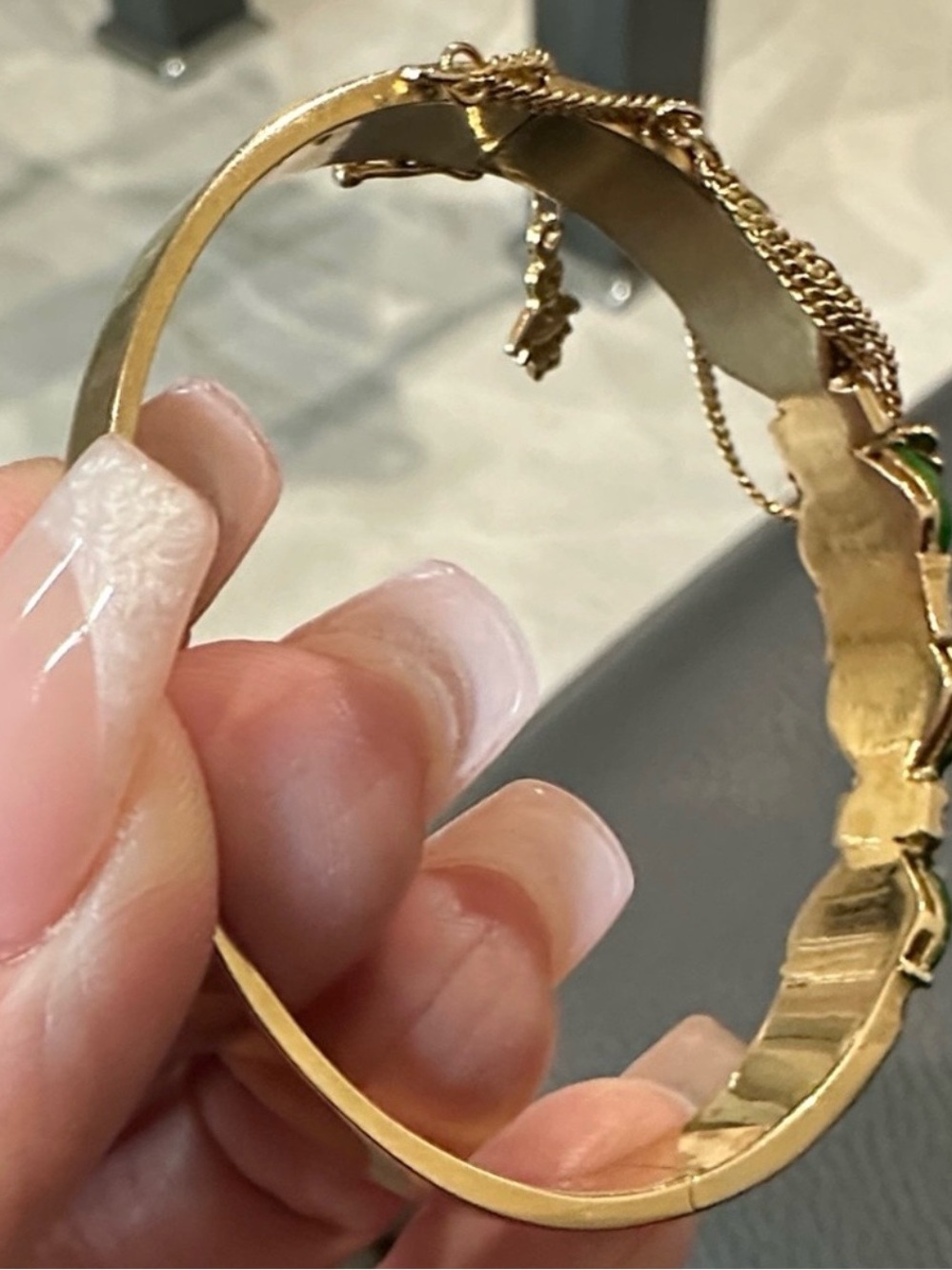 14k Diamond/Jade Bracelet with Charm - Picture 5 of 7